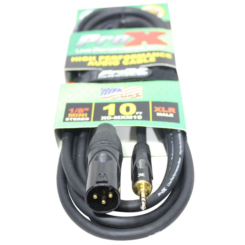 ProX XC-MXM10 Unbalanced 1/8" (3.5mm) TRS-M Mini to XLR3-M High Performance Audio Cable - 10 Ft.