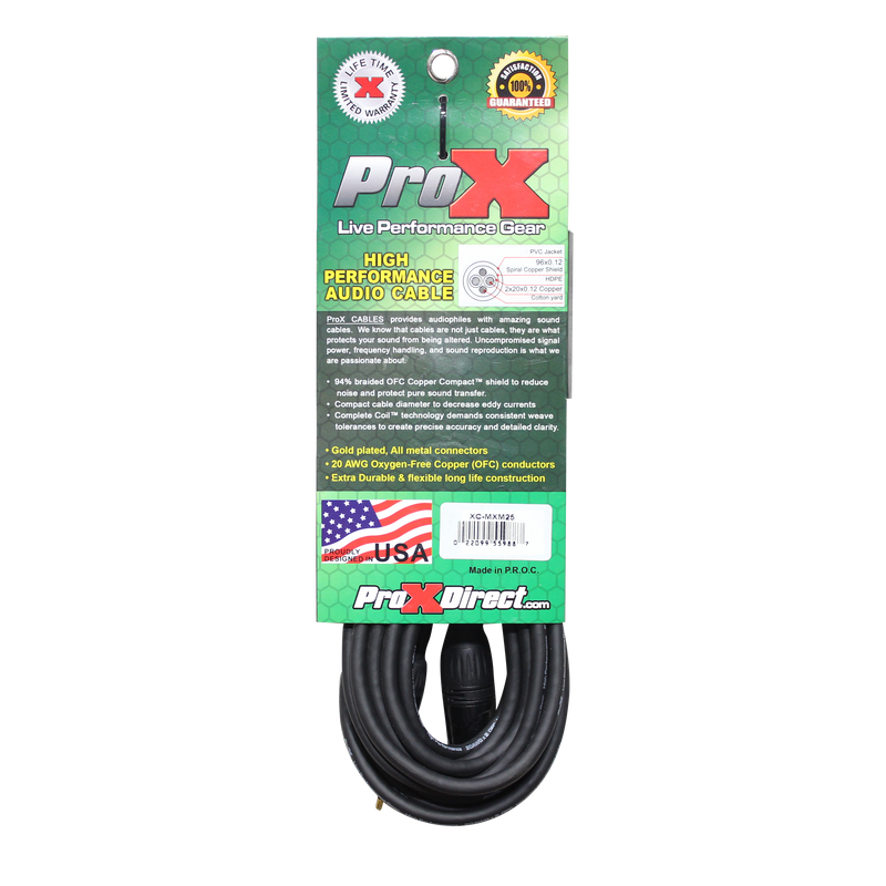 ProX XC-MXM25 Unbalanced 1/8" TRS-M Mini to XLR3-M High Performance Audio Cable - 25 Ft.