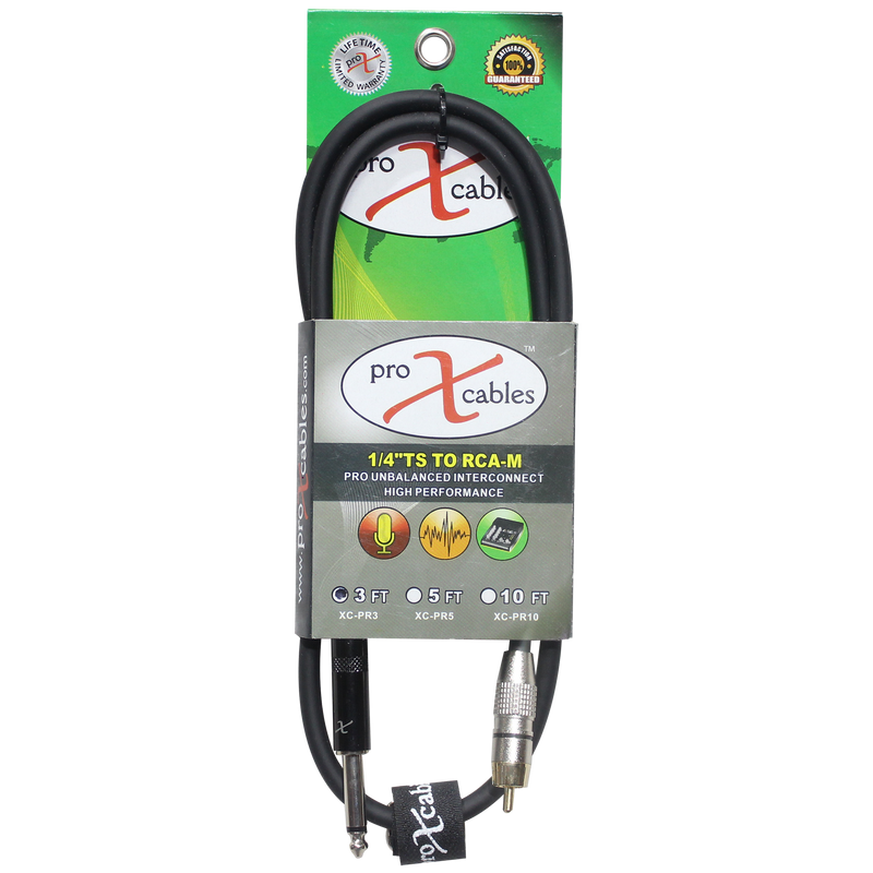 ProX XC-PR03 3 Ft. Unbalanced RCA Male to 1/4" Male High Performance Audio Cable
