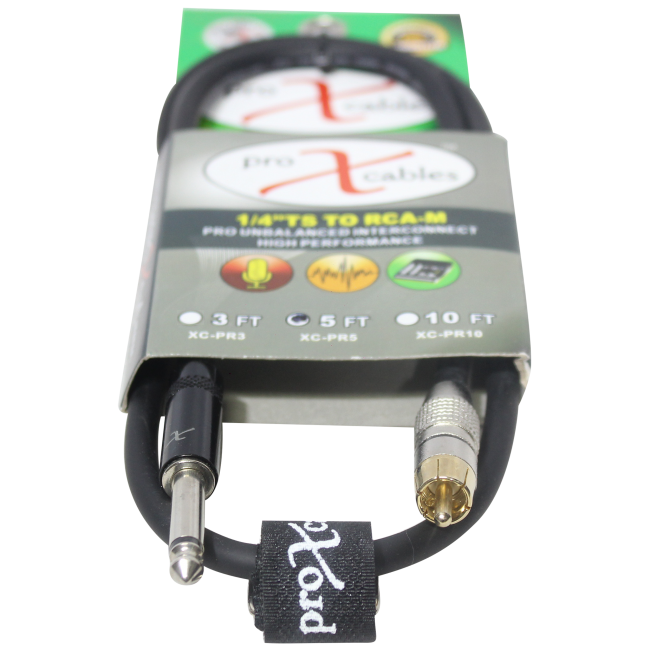 ProX XC-PR05 5 pi. Câble audio asymétrique RCA mâle vers 1/4" mâle haute performance 