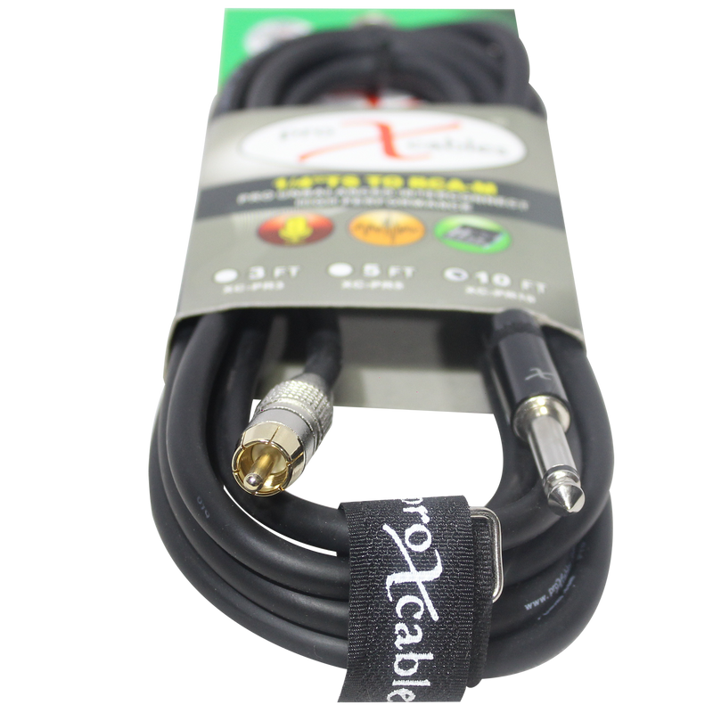 ProX XC-PR10 10 pi. Câble audio asymétrique RCA mâle vers 1/4" mâle haute performance 