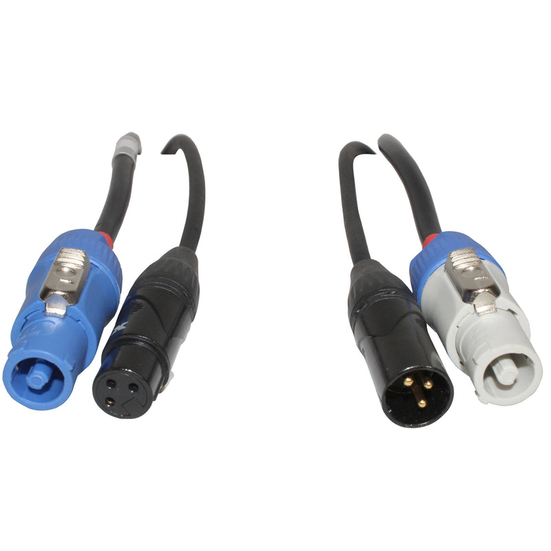 ProX XC-PWC14-DMX05 14 AWG PowerCon Blue-M to Gray-M + DMX-3 XLR M to F - 5ft
