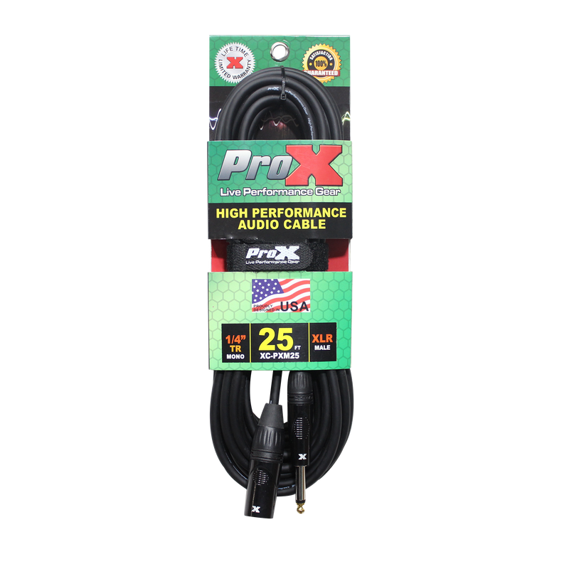 ProX XC-PXM25 25 Ft. Unbalanced 1/4" TS to XLR3-M High Performance Audio Cable