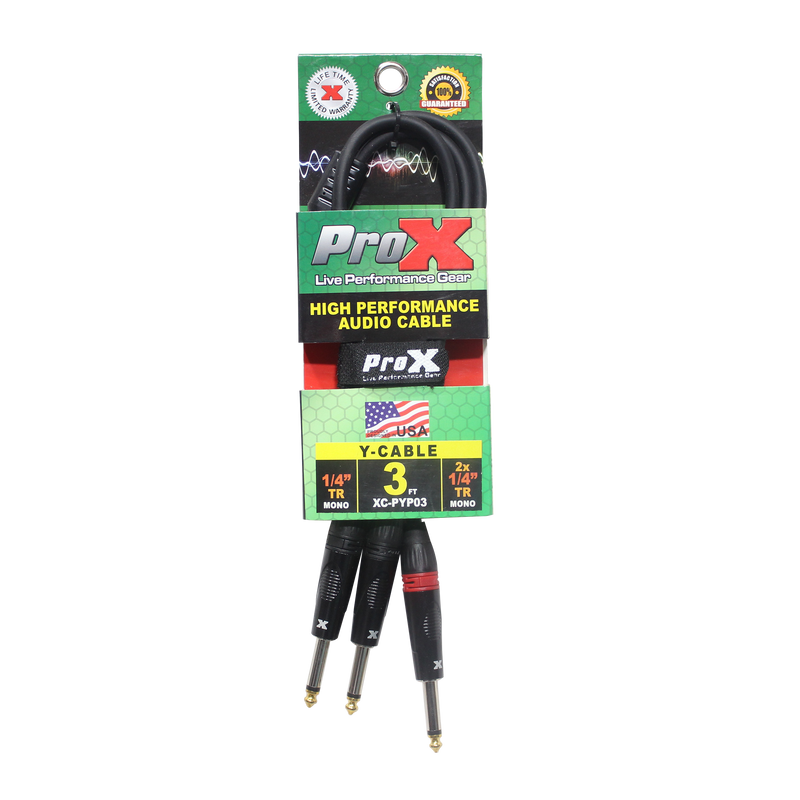 ProX XC-PYP03 1/4"  to Dual 1/4" High Performance Audio Cable - 3 Ft.