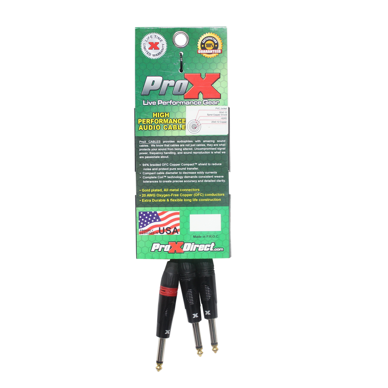 ProX XC-PYP03 1/4"  to Dual 1/4" High Performance Audio Cable - 3 Ft.