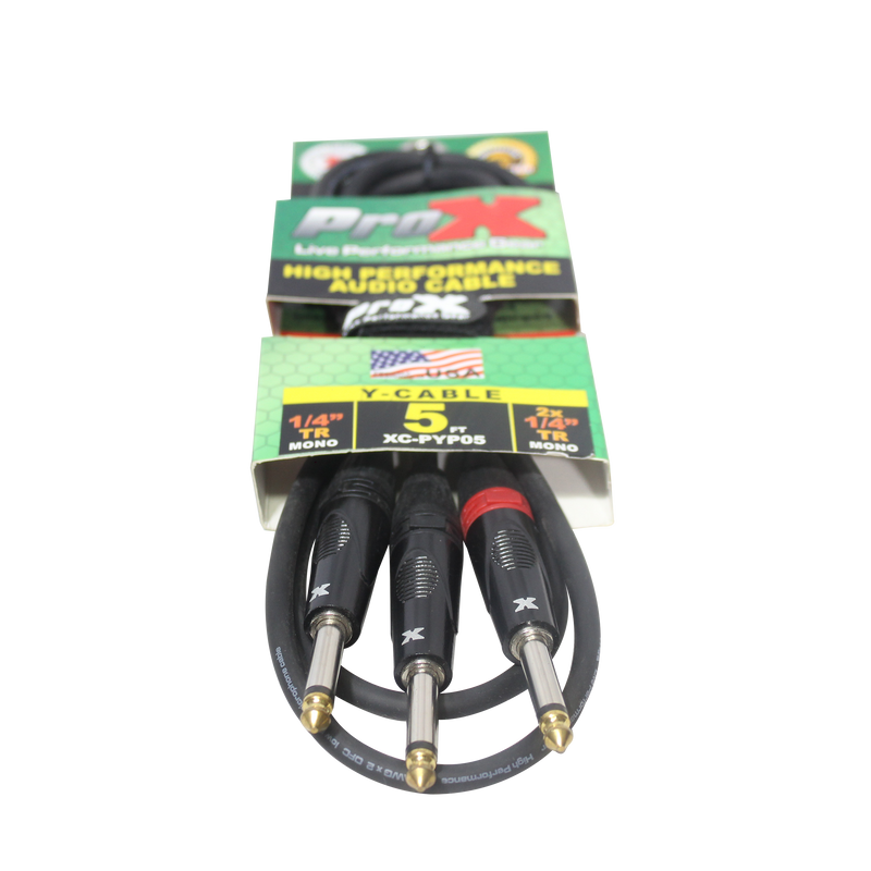 ProX XC-PYP05 1/4" TS-M to Dual 1/4" TS-M High Performance Audio Cable - 5 Ft.