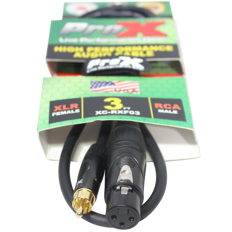 ProX XC-RXF03 3 pi. Câble audio haute performance asymétrique RCA vers XLR-F