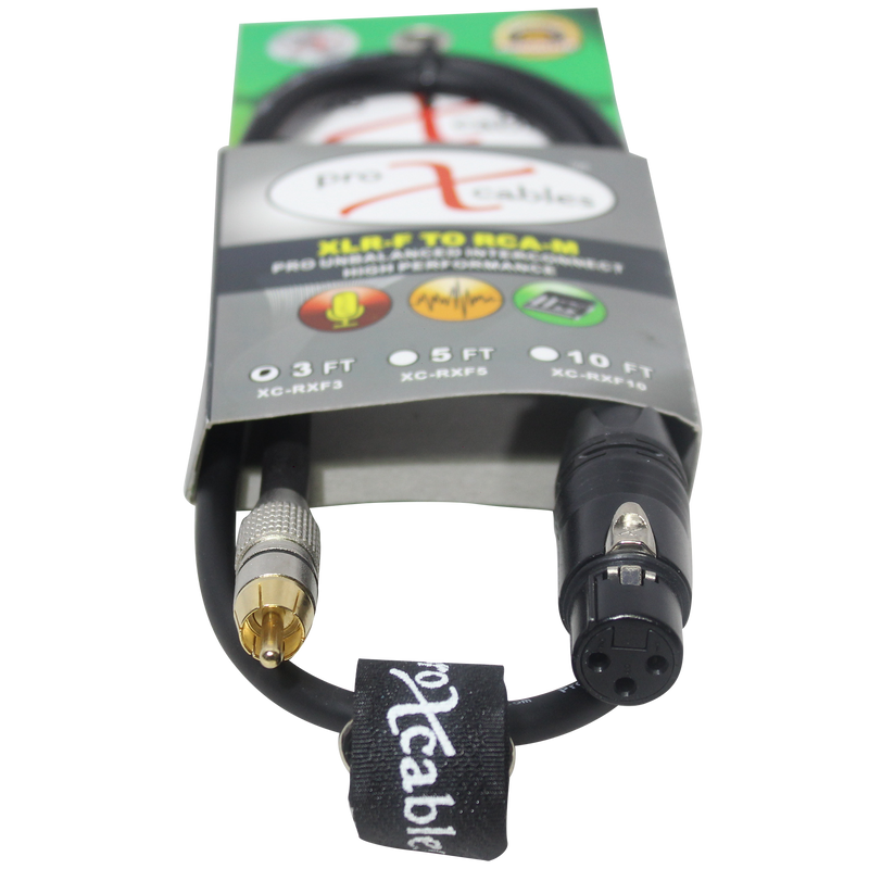 ProX XC-RXF03 3 pi. Câble audio haute performance asymétrique RCA vers XLR-F