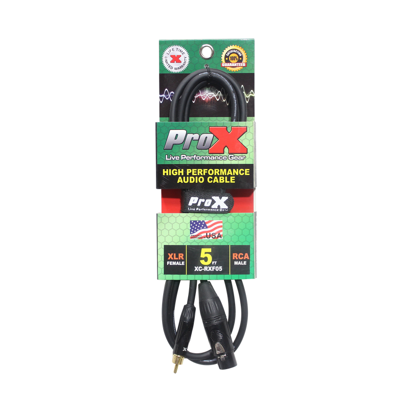 ProX XC-RXF05 5 pi. Câble audio asymétrique RCA vers XLR3-F haute performance