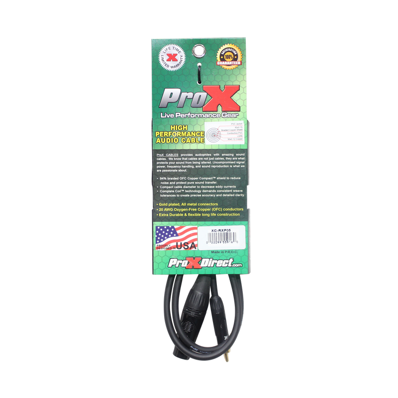 ProX XC-RXF05 5 pi. Câble audio asymétrique RCA vers XLR3-F haute performance