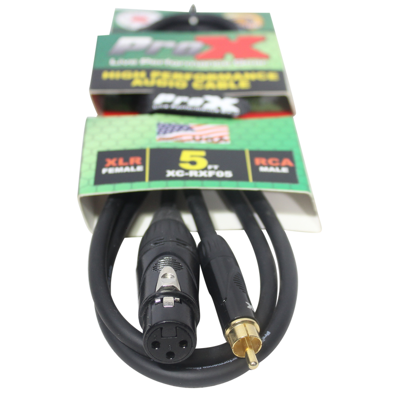 ProX XC-RXF05 5 pi. Câble audio asymétrique RCA vers XLR3-F haute performance