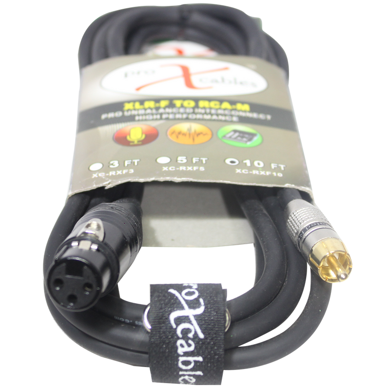 ProX XC-RXF10 10 pieds. Câble audio haute performance asymétrique RCA vers XLR3-F