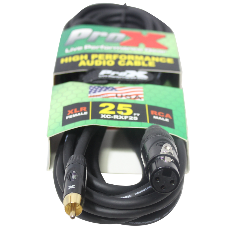 ProX XC-RXF25 25 Ft. Unbalanced RCA to XLR3-F High Performance Audio Cable