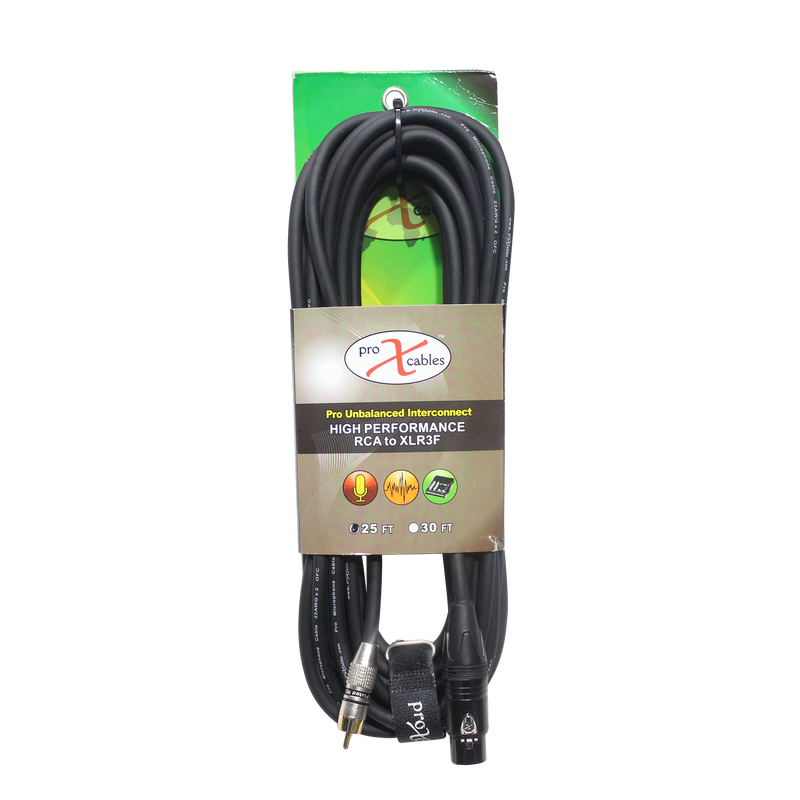 ProX XC-RXF25 25 Ft. Unbalanced RCA to XLR3-F High Performance Audio Cable
