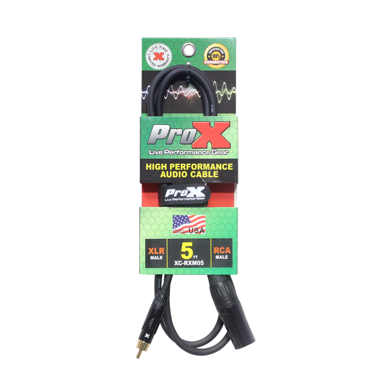 ProX XC-RXM05 5 Ft. Unbalanced RCA to XLR3-M High Performance Audio Cable