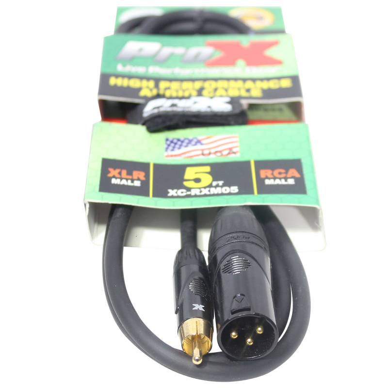 ProX XC-RXM05 5 Ft. Unbalanced RCA to XLR3-M High Performance Audio Cable
