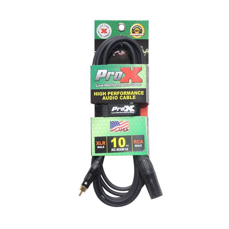ProX XC-RXM10 10 Ft. Unbalanced RCA to XLR3-M High Performance Audio Cable