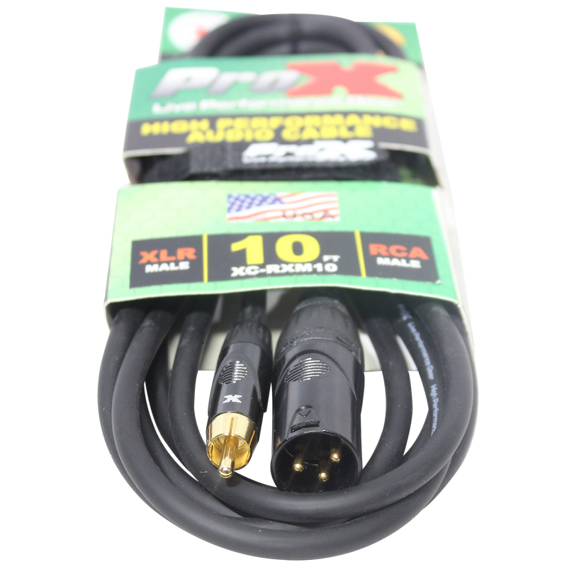 ProX XC-RXM10 10 Ft. Unbalanced RCA to XLR3-M High Performance Audio Cable