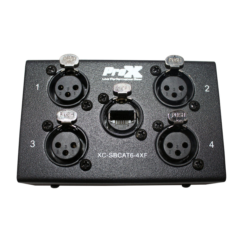 ProX Cable XC-SBCAT6-4XF 4 Channel XLR-F CAT6 Audio/DMX Portable Snake Box FEMALE