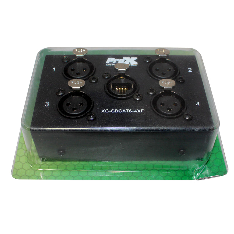 ProX Cable XC-SBCAT6-4XF 4 Channel XLR-F CAT6 Audio/DMX Portable Snake Box FEMALE