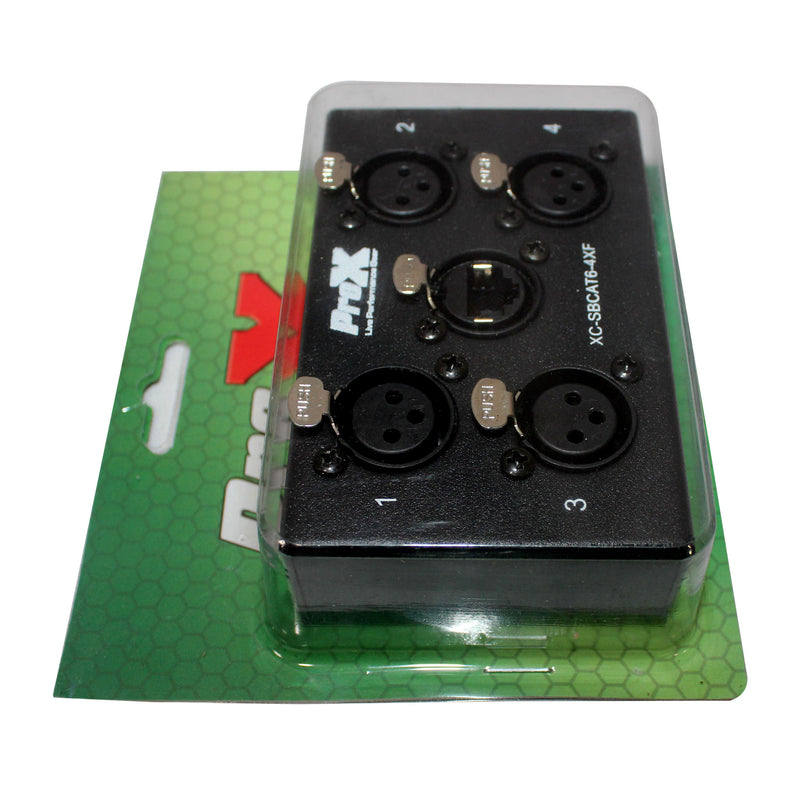 ProX Cable XC-SBCAT6-4XF 4 Channel XLR-F CAT6 Audio/DMX Portable Snake Box FEMALE