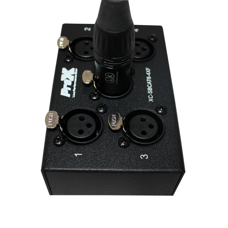 ProX Cable XC-SBCAT6-4XF 4 Channel XLR-F CAT6 Audio/DMX Portable Snake Box FEMALE