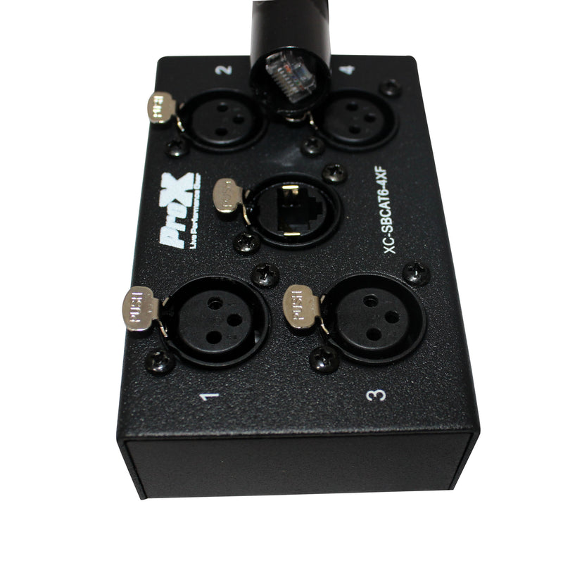 ProX Cable XC-SBCAT6-4XF 4 Channel XLR-F CAT6 Audio/DMX Portable Snake Box FEMALE