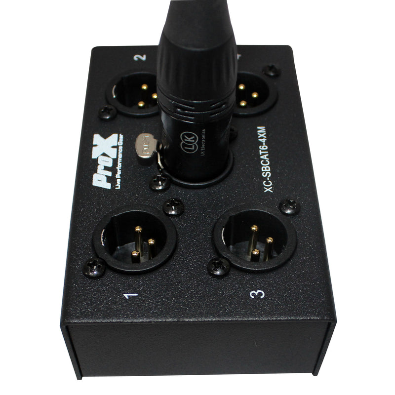 ProX XC-SBCAT6-4XM 4 Channel XLR-M CAT6 Audio/DMX Portable Snake Box