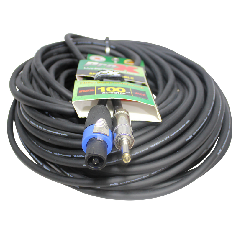 ProX XC-SQ100 100ft. SpeakOn to 1/4" TS-M High Performance Speaker Cable 12AWG