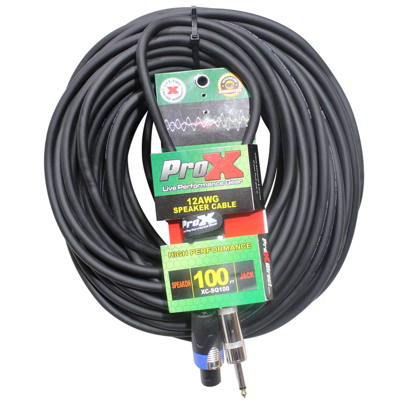 ProX XC-SQ100 100ft. SpeakOn to 1/4" TS-M High Performance Speaker Cable 12AWG