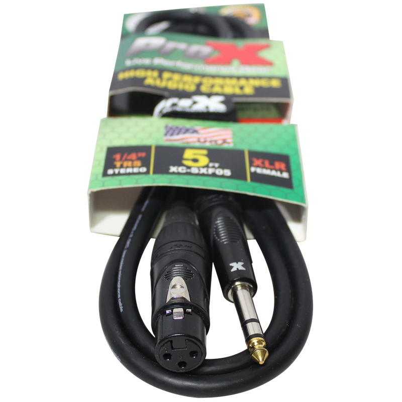 ProX XC-SXF05 5 Ft. Balanced 1/4" TRS-M to XLR-F High Performance Audio Cable