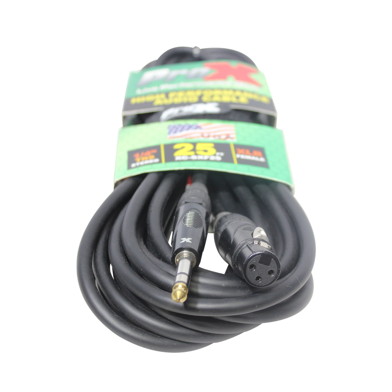 ProX XC-SXF25 25 pieds. Câble audio haute performance symétrique 1/4" TRS vers XLR3-F