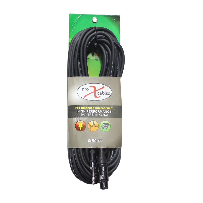ProX XC-SXF50 50 Ft. Balanced 1/4" TRS-M to XLR3-F High Performance Audio Cable
