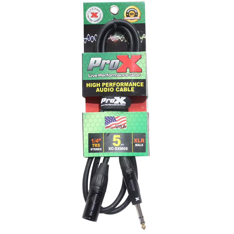 ProX XC-SXM05 5 Ft. Balanced XLR3-M to 1/4" TRS-M High Performance Audio Cable