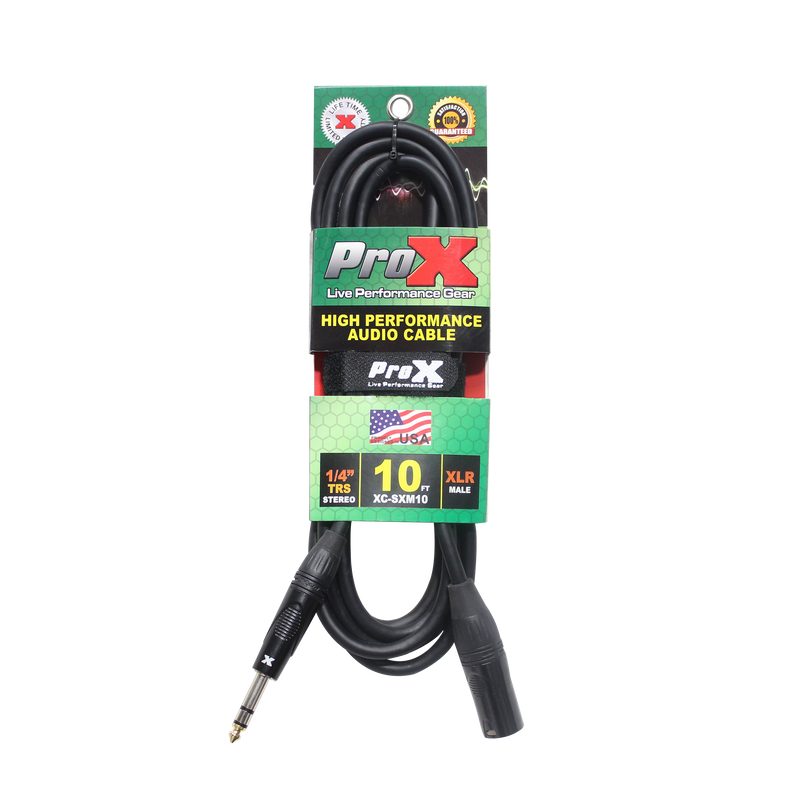 ProX XC-SXM10 10 Ft. Balanced XLR3-M to 1/4 TRS-M High Performance Audio Cable