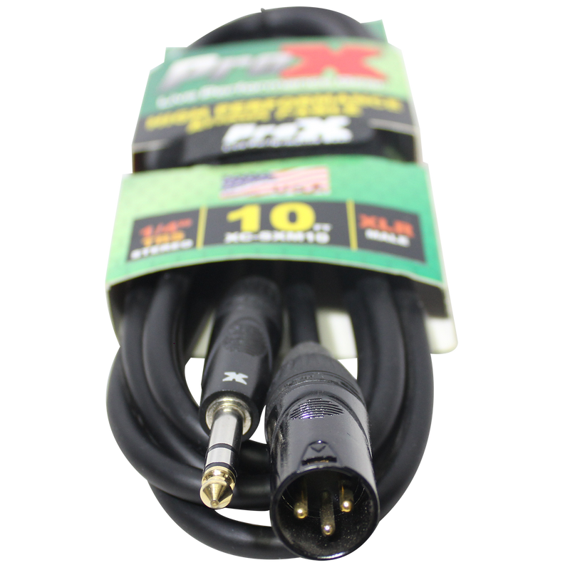 ProX XC-SXM10 10 Ft. Balanced XLR3-M to 1/4 TRS-M High Performance Audio Cable