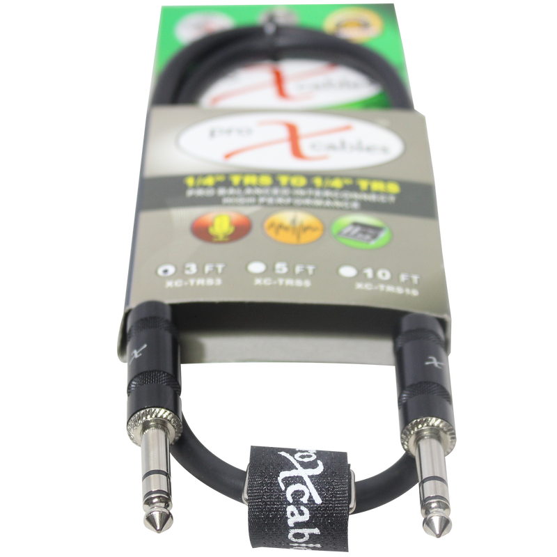 ProX XC-TRS03 Câble audio haute performance équilibré 1/4" TRS-M vers TRS-M - 3'