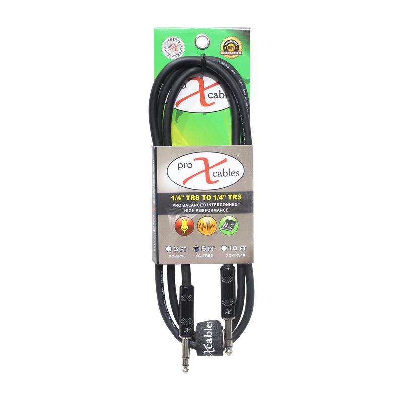 Câble audio haute performance ProX XC-TRS05 équilibré 1/4" TRS-M vers TRS-M - 5'
