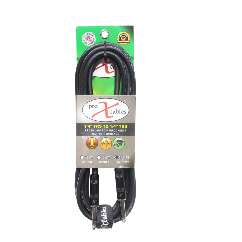 Câble audio haute performance ProX XC-TRS10 équilibré 1/4" TRS-M vers TRS-M - 10'