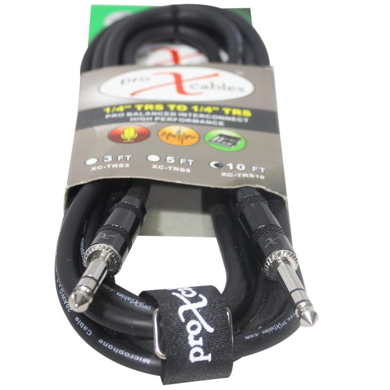 Câble audio haute performance ProX XC-TRS10 équilibré 1/4" TRS-M vers TRS-M - 10'