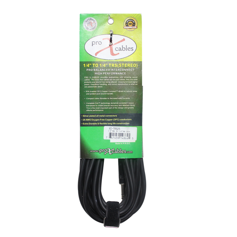 ProX XC-TRS25 Balanced 1/4" TRS-M to TRS-M High Performance Audio Cable - 25'