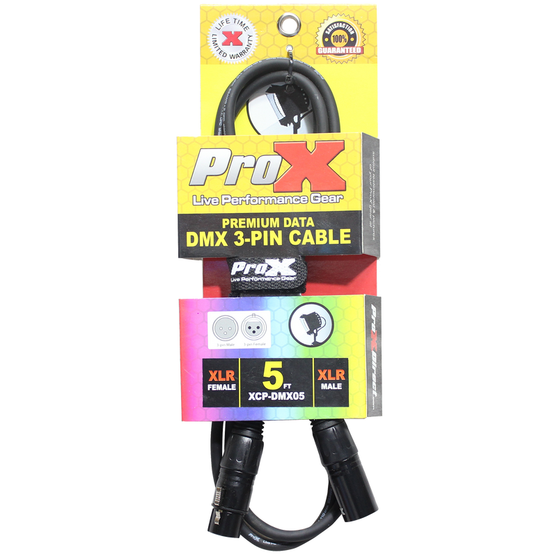 ProX XCP-DMX05 5 Ft. DMX XLR3-M to XLR3-F Premium Cable