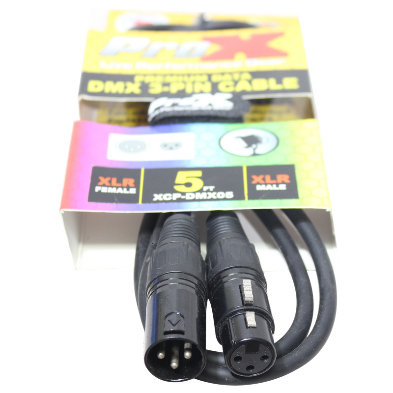 ProX XCP-DMX05 5 Ft. DMX XLR3-M to XLR3-F Premium Cable