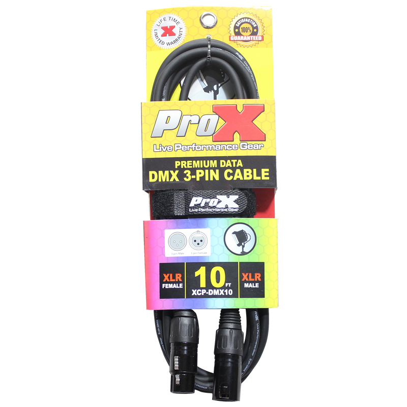 ProX XCP-DMX10 10 Ft. DMX XLR3-M to XLR3-F Premium Cable