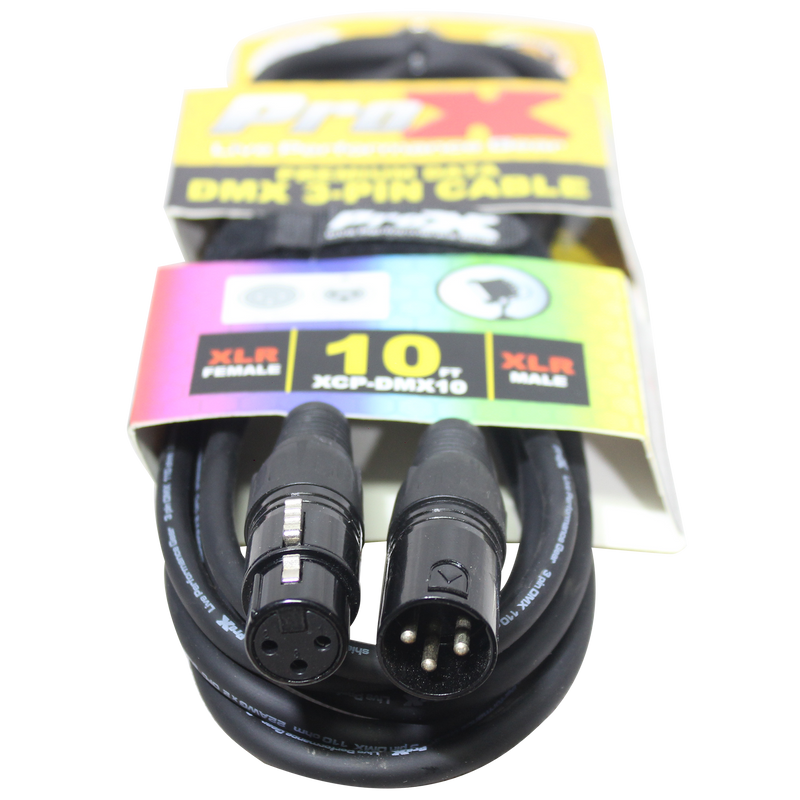 ProX XCP-DMX10 10 Ft. DMX XLR3-M to XLR3-F Premium Cable