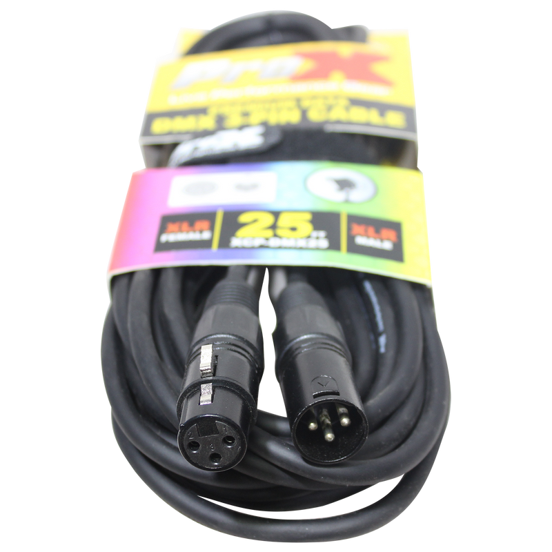 ProX XCP-DMX25 25 pi. Câble Premium DMX XLR3-M vers XLR3-F 