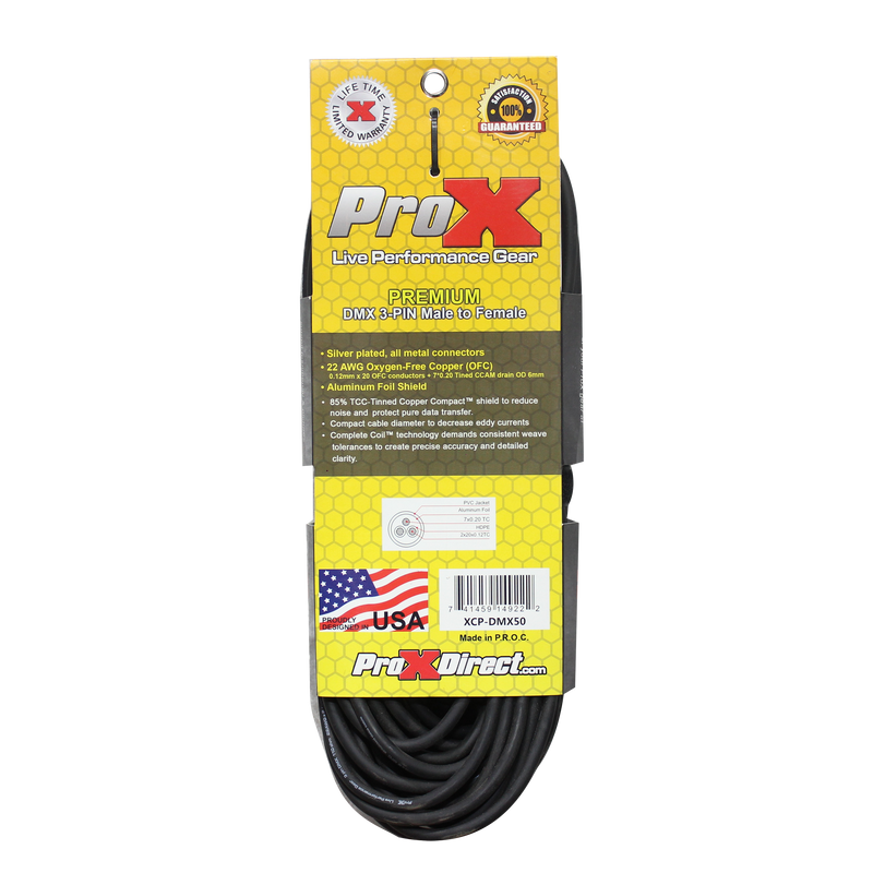 ProX XCP-DMX50 50 Ft. DMX XLR3-M to XLR3-F Premium Cable