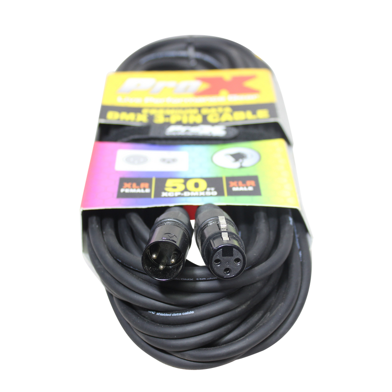 ProX XCP-DMX50 50 Ft. DMX XLR3-M to XLR3-F Premium Cable