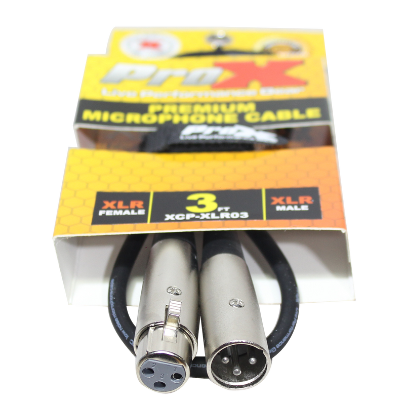 ProX XCP-XLR03 3 Ft. Balanced XLR3-F to XLR3-M Premium Audio Microphone Cable