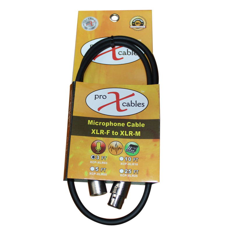 ProX XCP-XLR03 3 Ft. Balanced XLR3-F to XLR3-M Premium Audio Microphone Cable